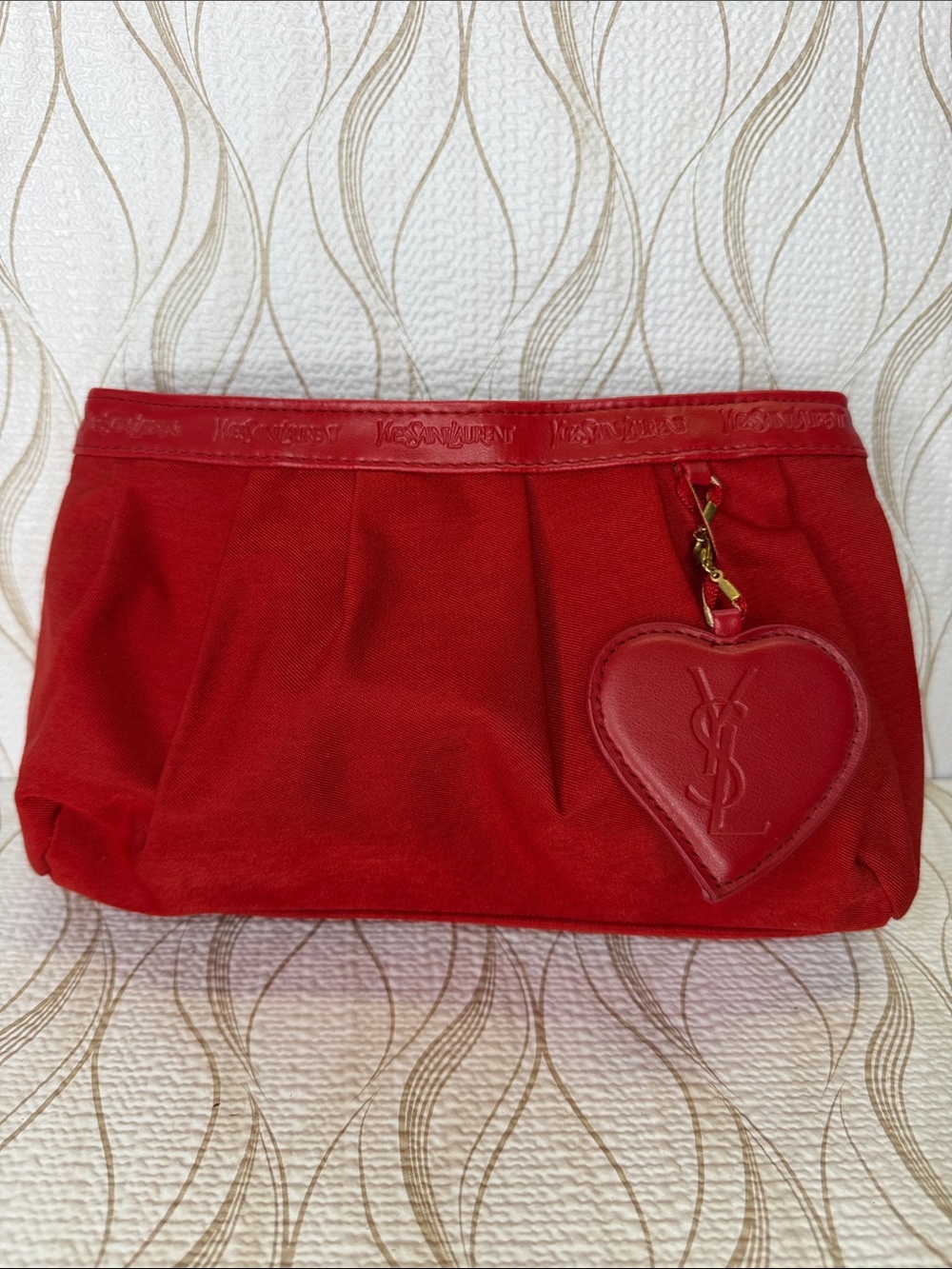 Yves Saint Laurent Red Heart Charm Cosmetic Pouch